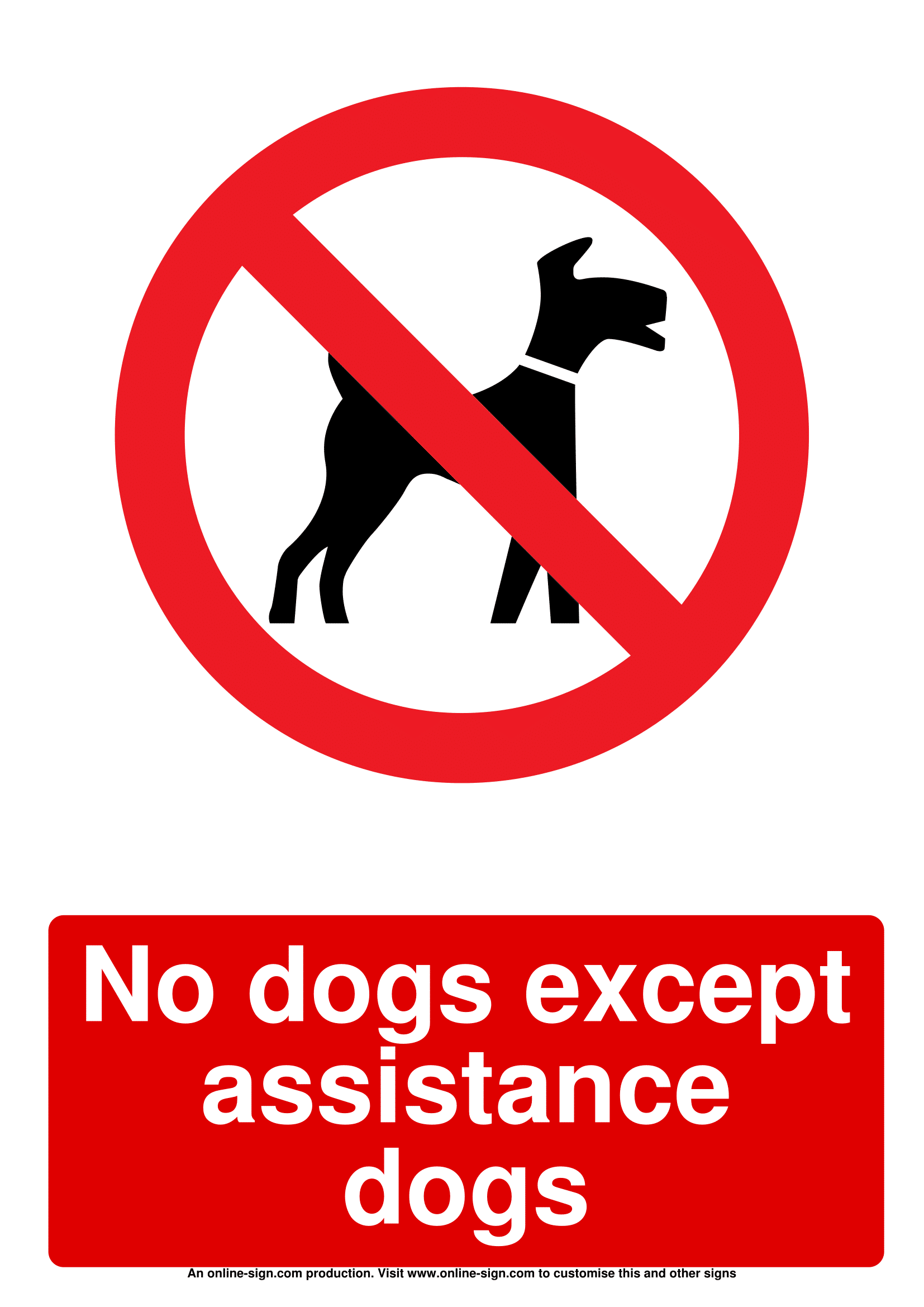 Tiger Laser Cutting 'No Pets Allowed Except Registered Assistance Dogs' Sign - Acrylic